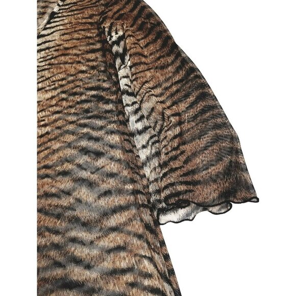 Tiger Animal Print Sheer Tunic Top By Jordan Taylor S Mob‎ Wife - Picture 5 of 11